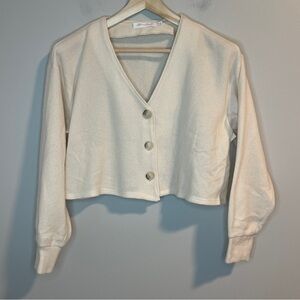 All in Favor Cream Crop Cardigan Sweater XS